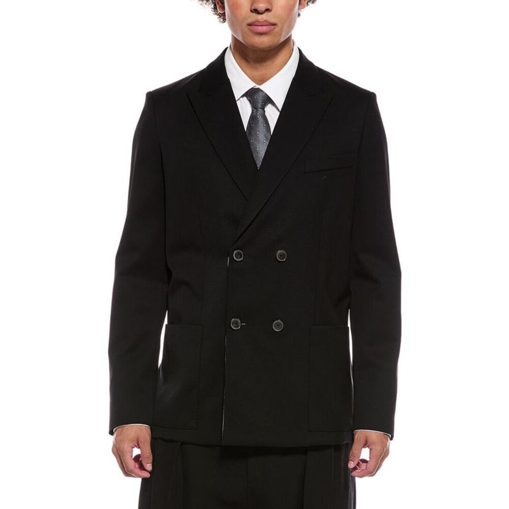 Valentino Mens  Giacca Wool-Blend Tasche Jacket, Black